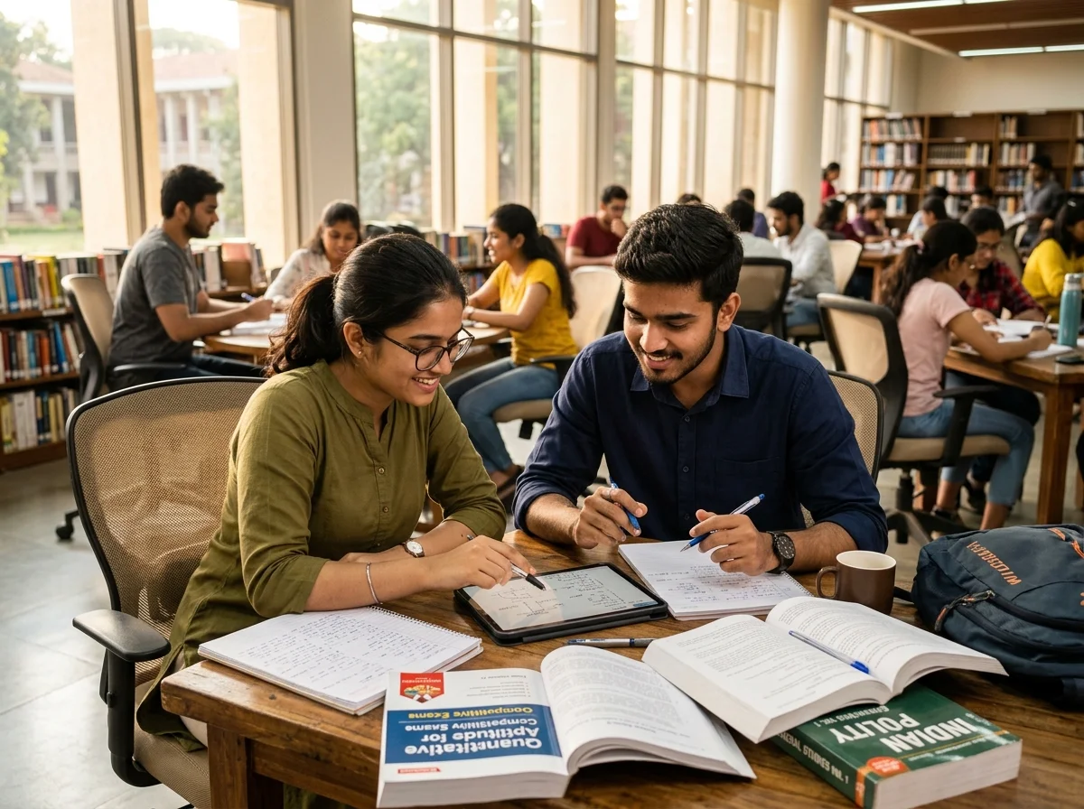 Indian students collaborating in study group
